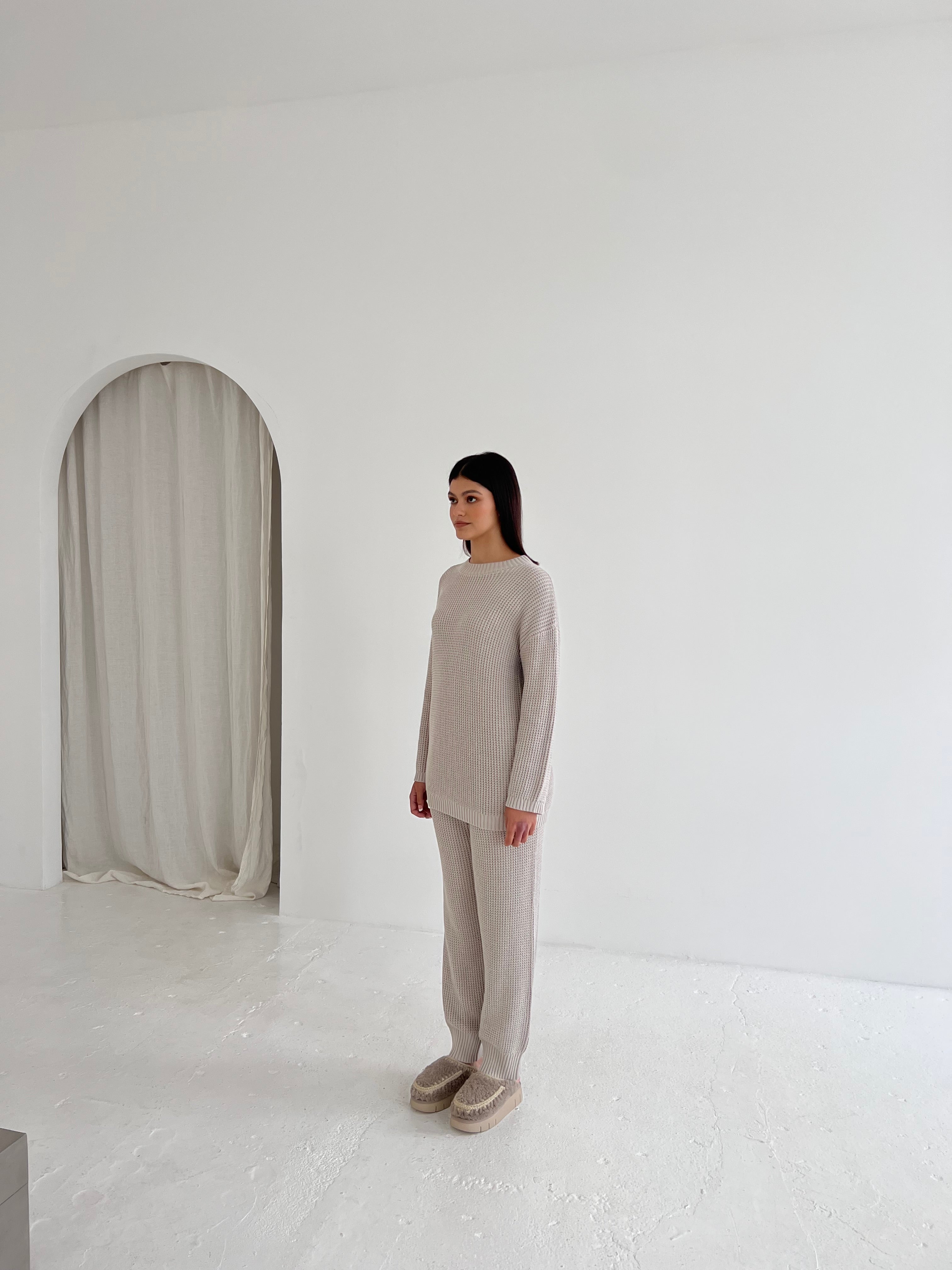 Stone Waffle Knit Set
