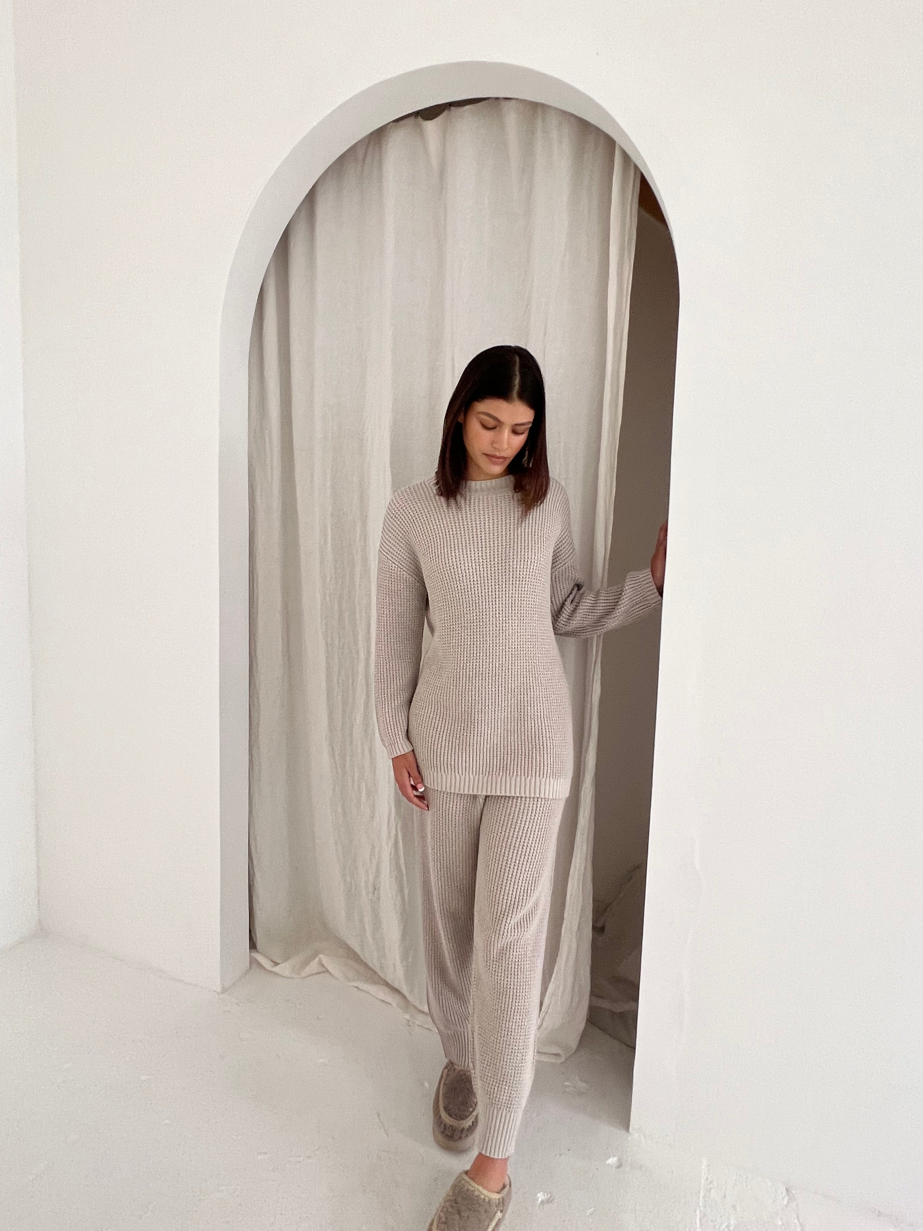 Stone Waffle Knit Set