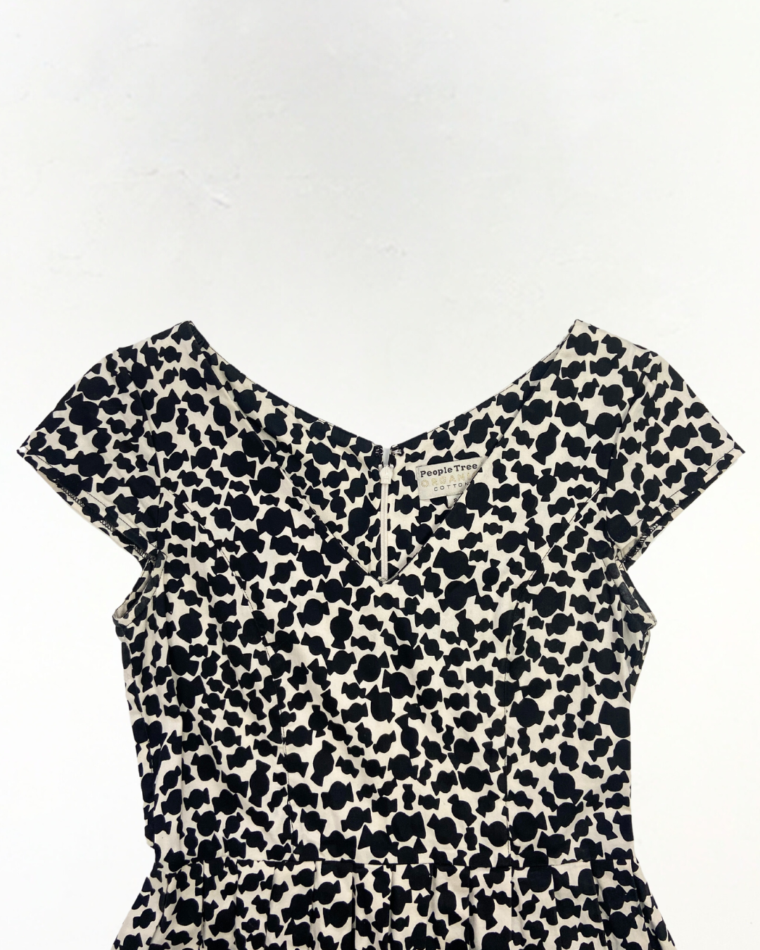 People Tree Ditsy Black and White Dress