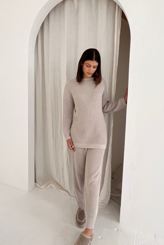 Stone Waffle Knit Set