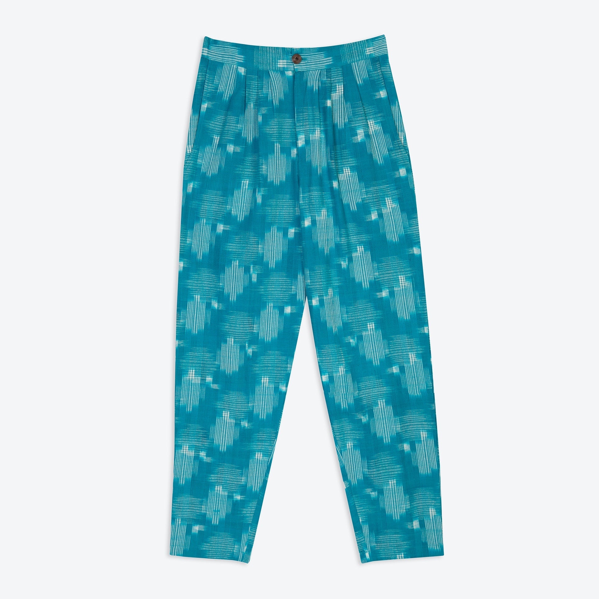Lowie Handwoven Teal Ikat Trouser
