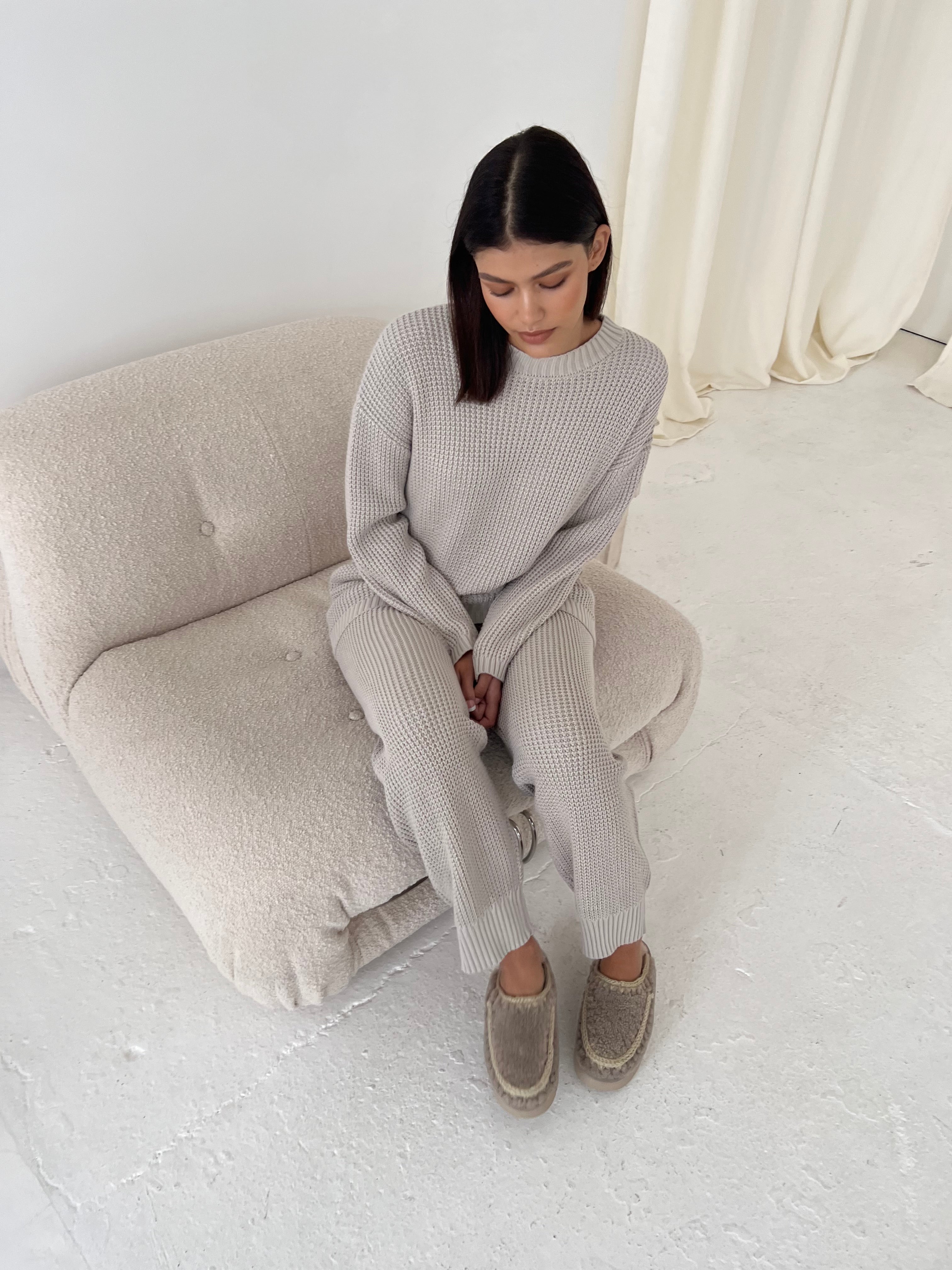 Stone Waffle Knit Set