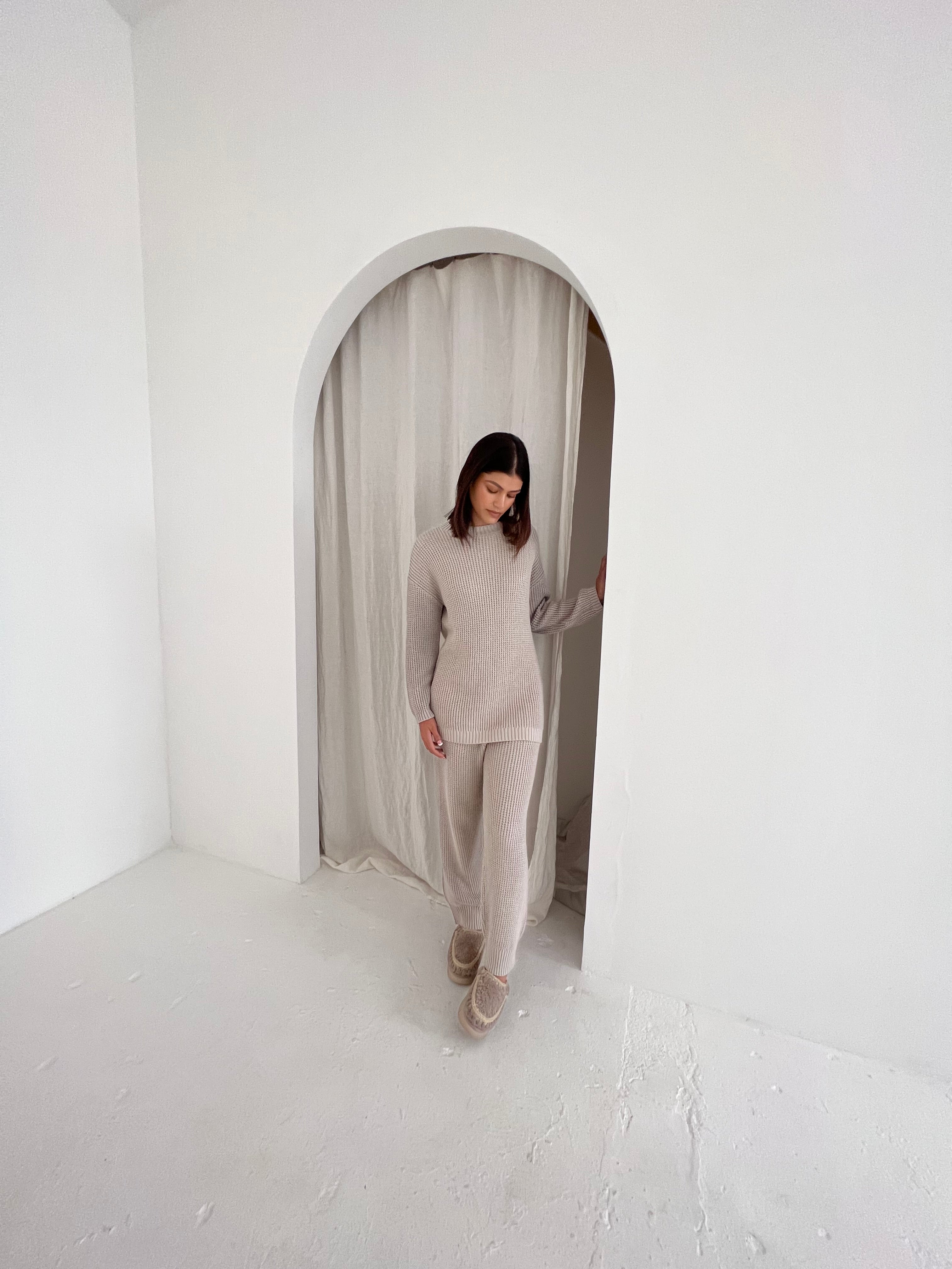 Stone Waffle Knit Set