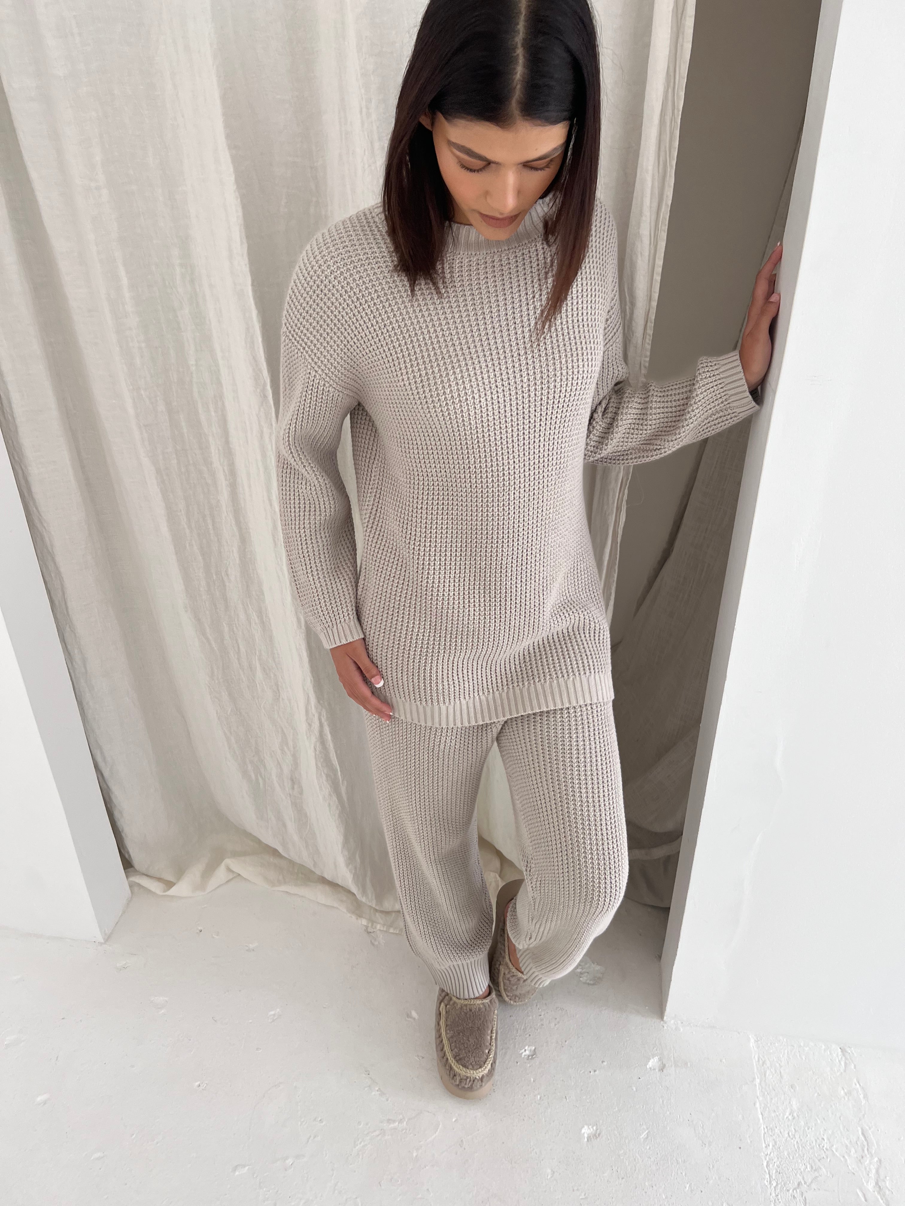 Stone Waffle Knit Set