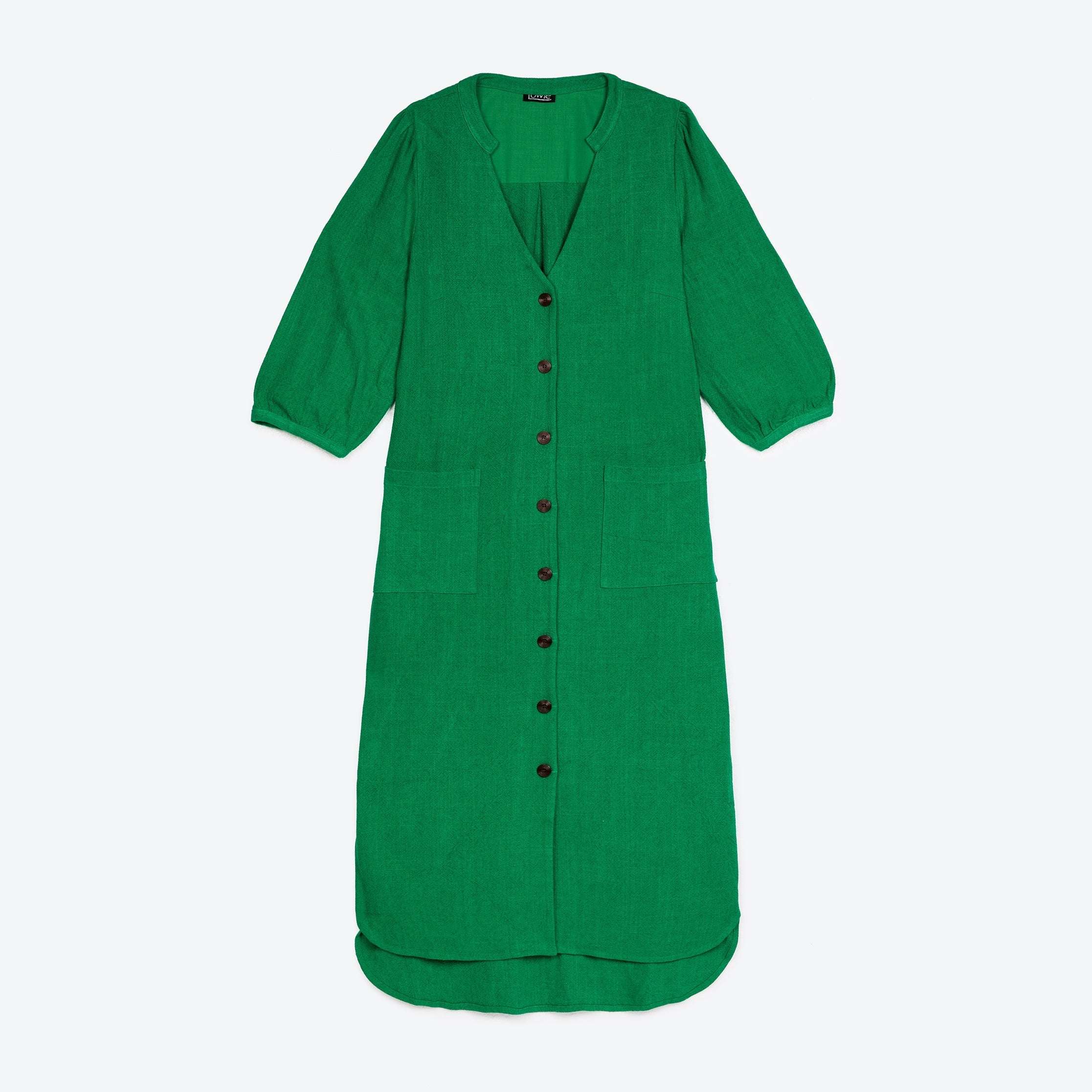 Lowie Linen Viscose Emerald Button Through Dress Sancho's Lowie Linen Viscose Emerald Button Through Dress Sancho's