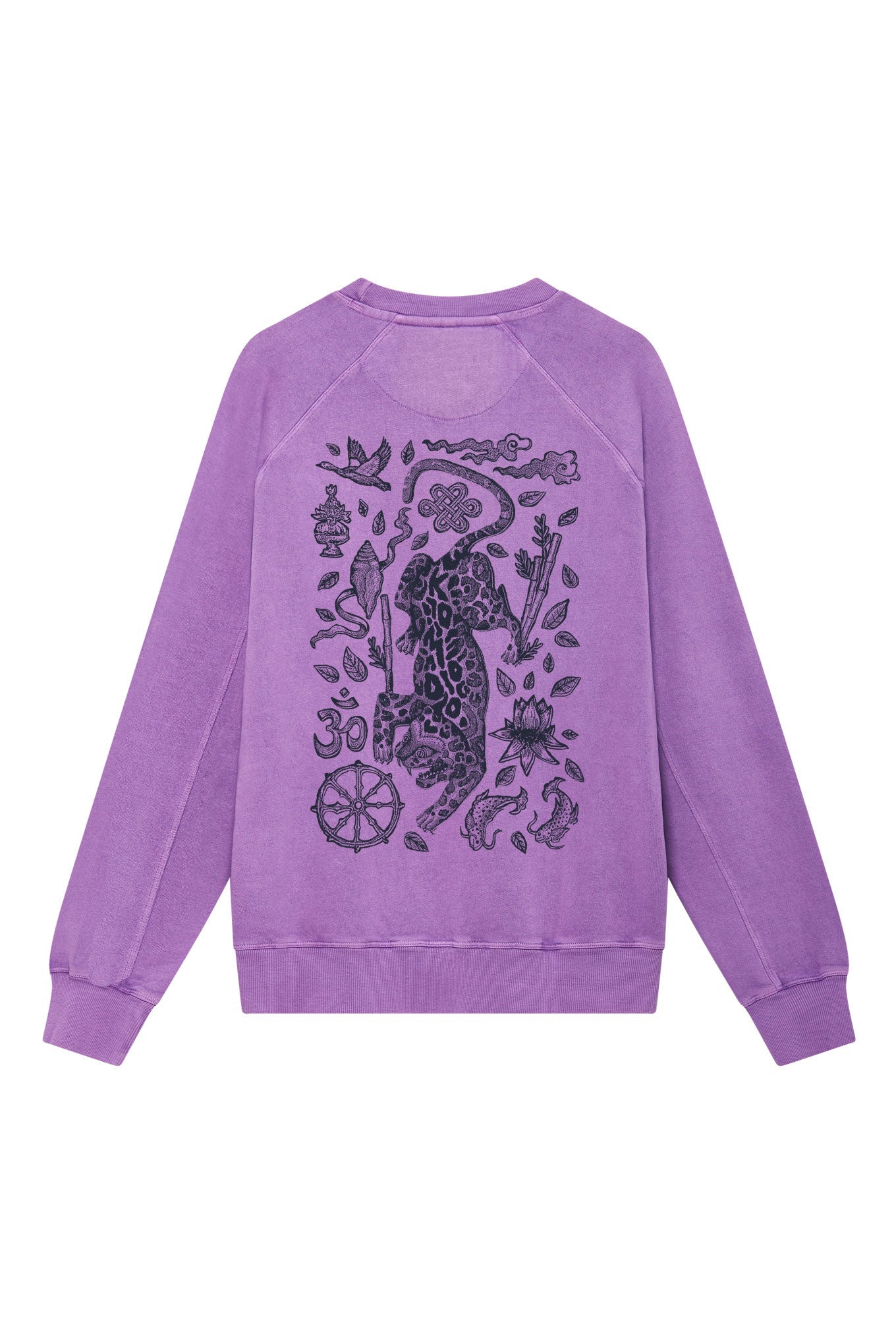NEPALI LEOPARD - Organic Cotton Back Print Sweat Lilac