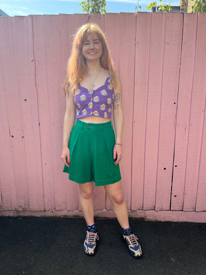 Lowie Linen Viscose Emerald Pleat Shorts