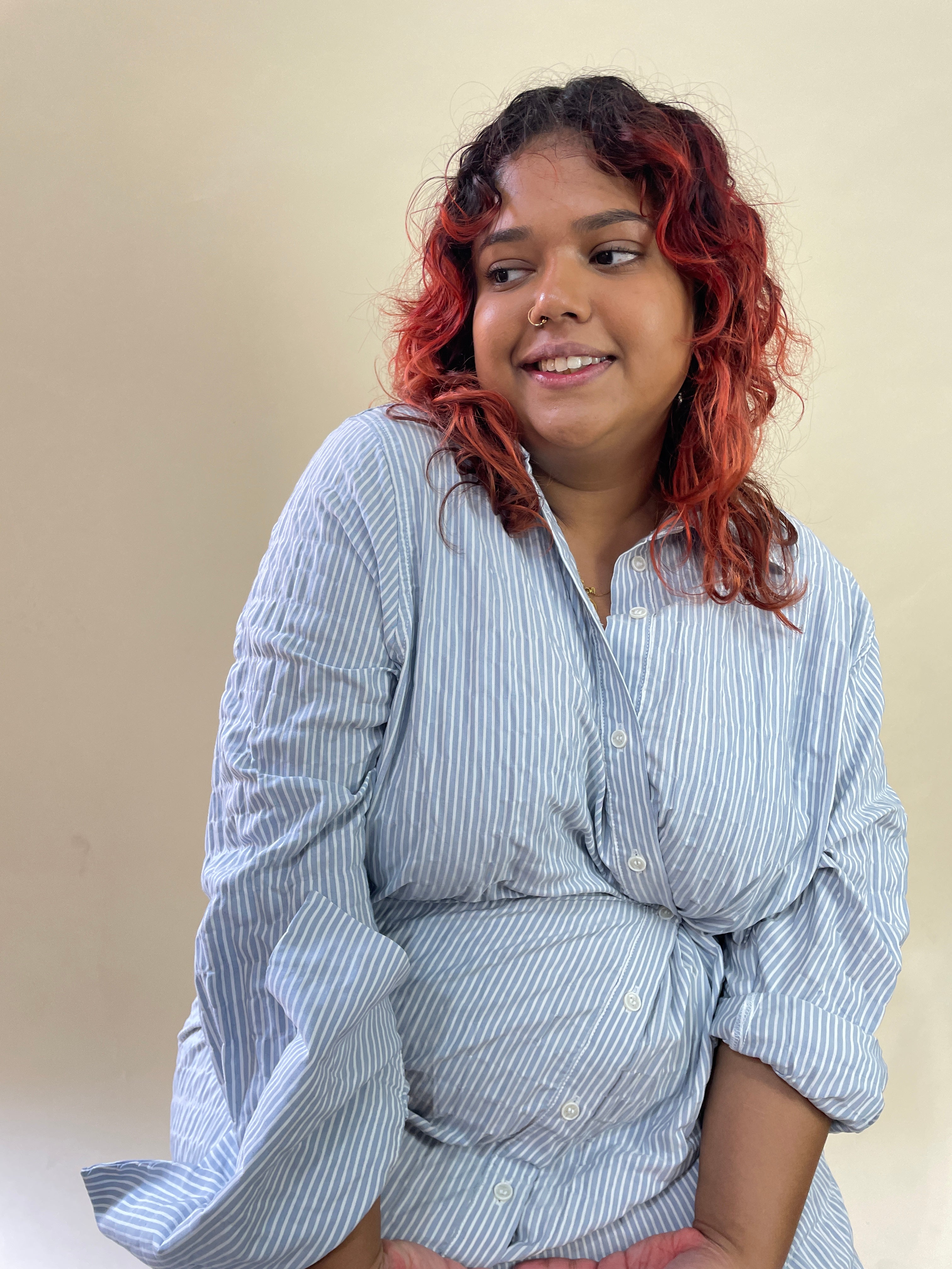 Heloise Wrap Front Shirt Dress In Blue Stripe