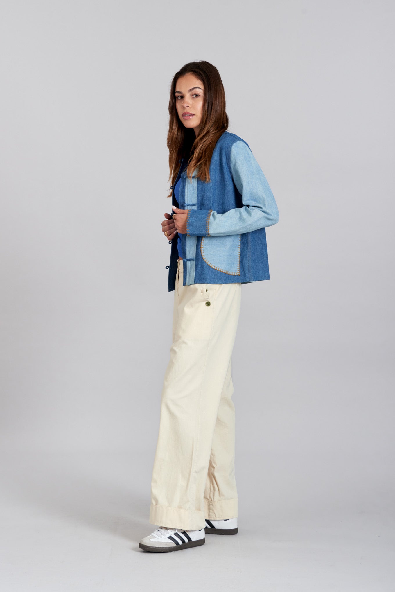 NELLY blue patchwork cotton jacket