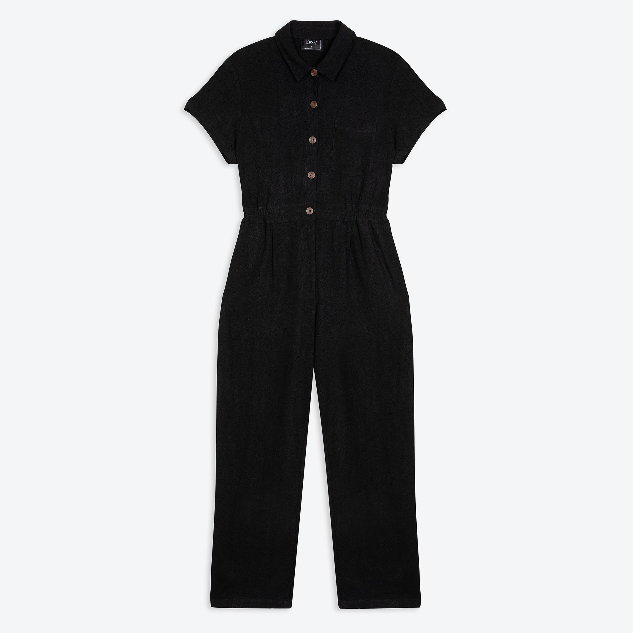 Lowie Linen Viscose Black Boilersuit