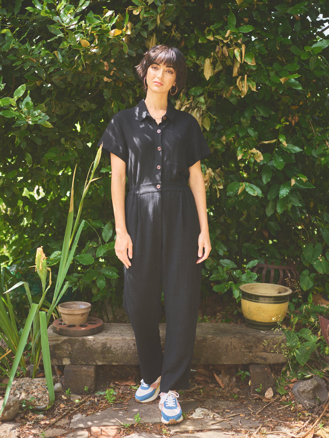 Lowie Linen Viscose Black Boilersuit