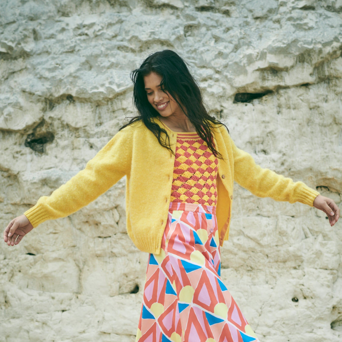 Lowie Canary Brushed Boxy Cardigan