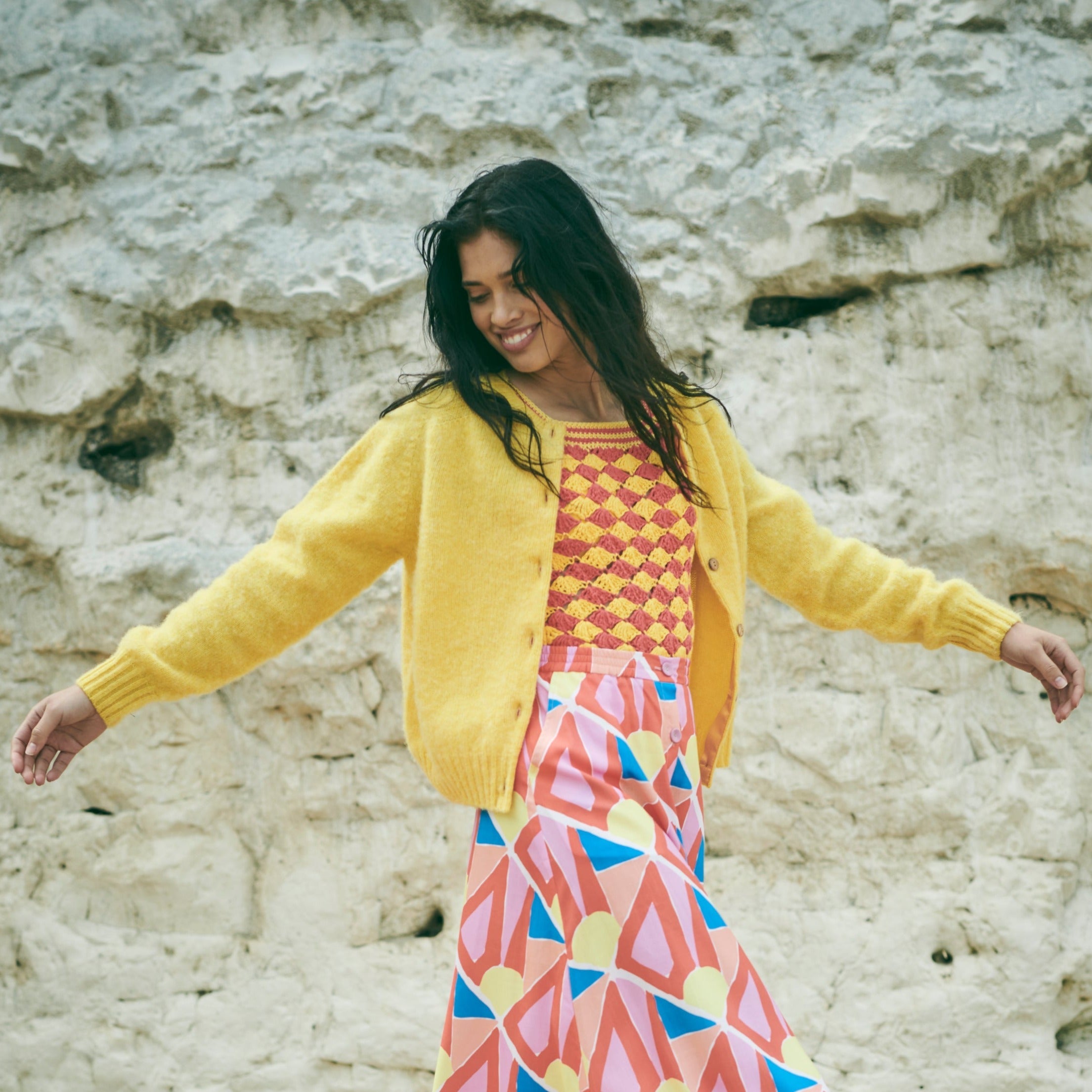 Lowie Canary Brushed Boxy Cardigan