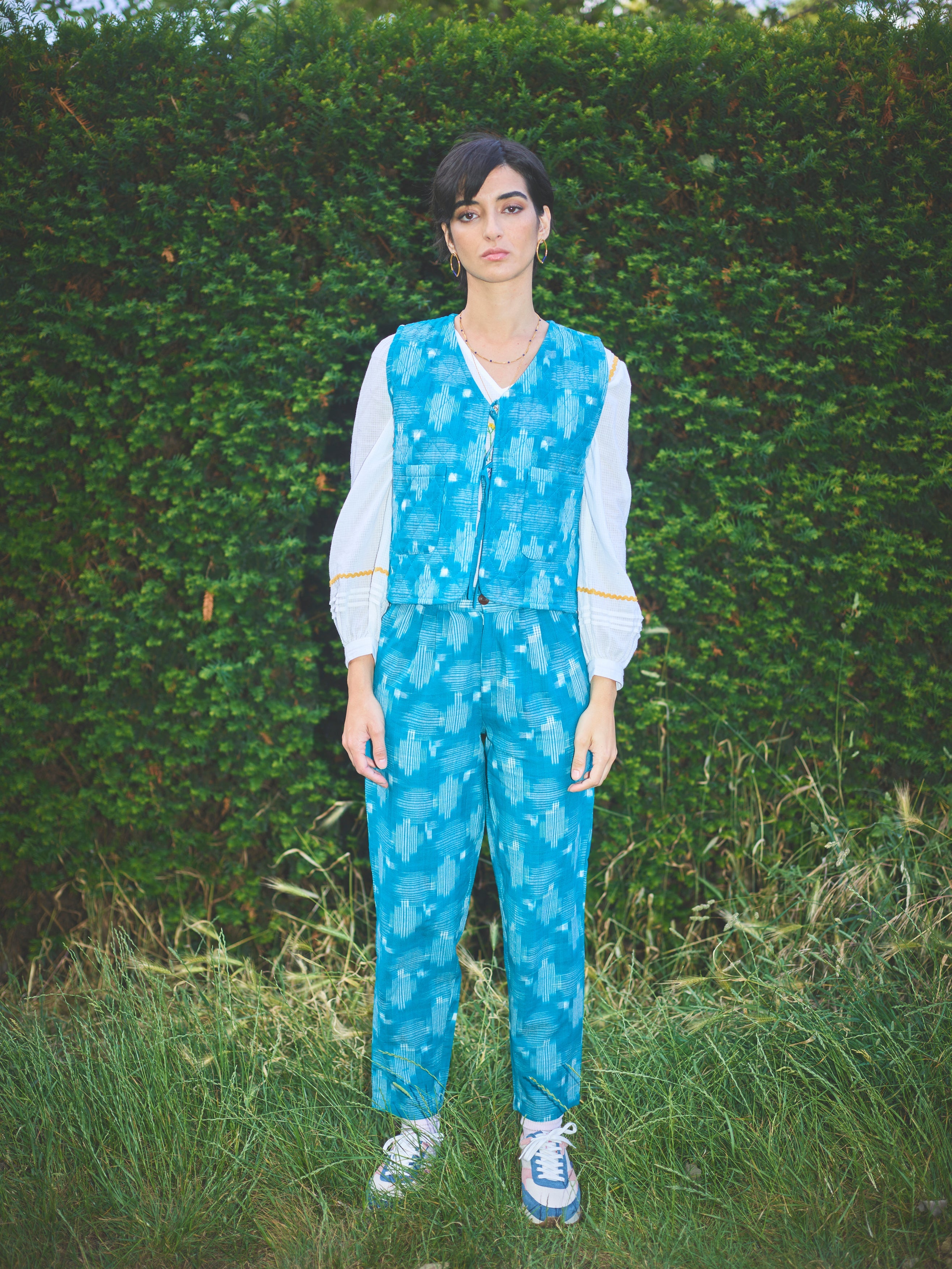 Lowie Handwoven Teal Ikat Trouser