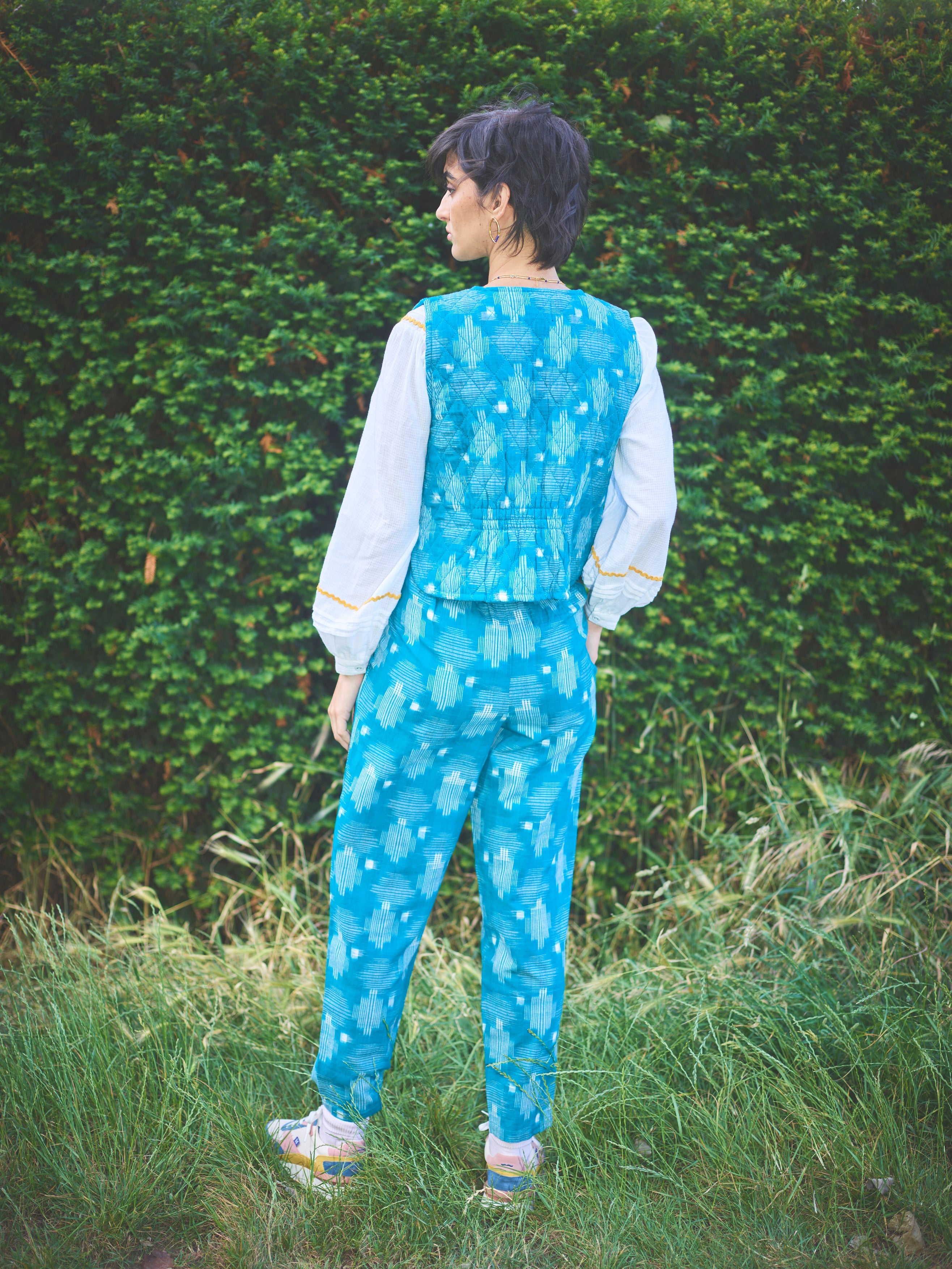 Lowie Handwoven Teal Ikat Trouser