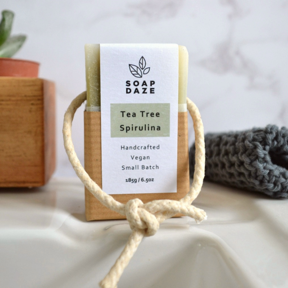 Lemongrass and patchouli handmade vegan natural soap on a rope