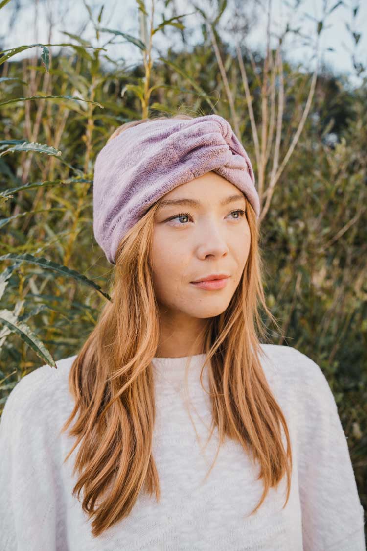 lilac headband organic cotton