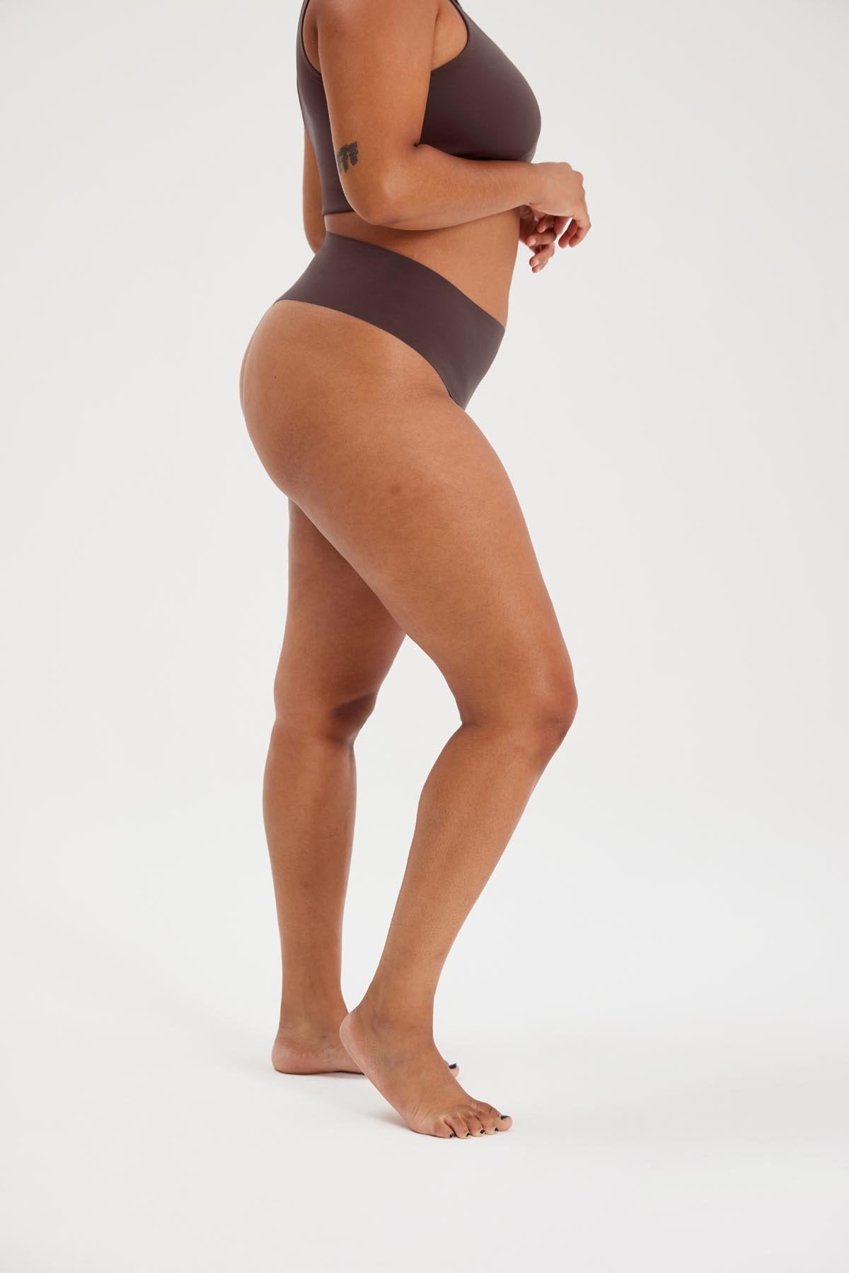 Girlfriend Collective High-Rise Thong in Espresso