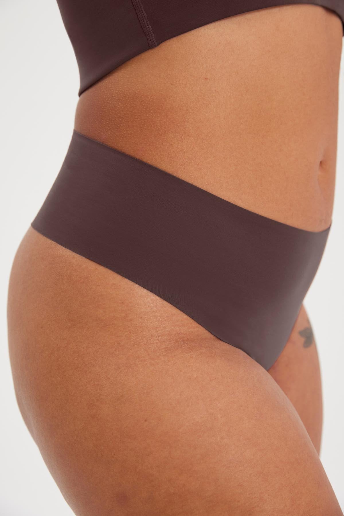 Girlfriend Collective High-Rise Thong in Espresso