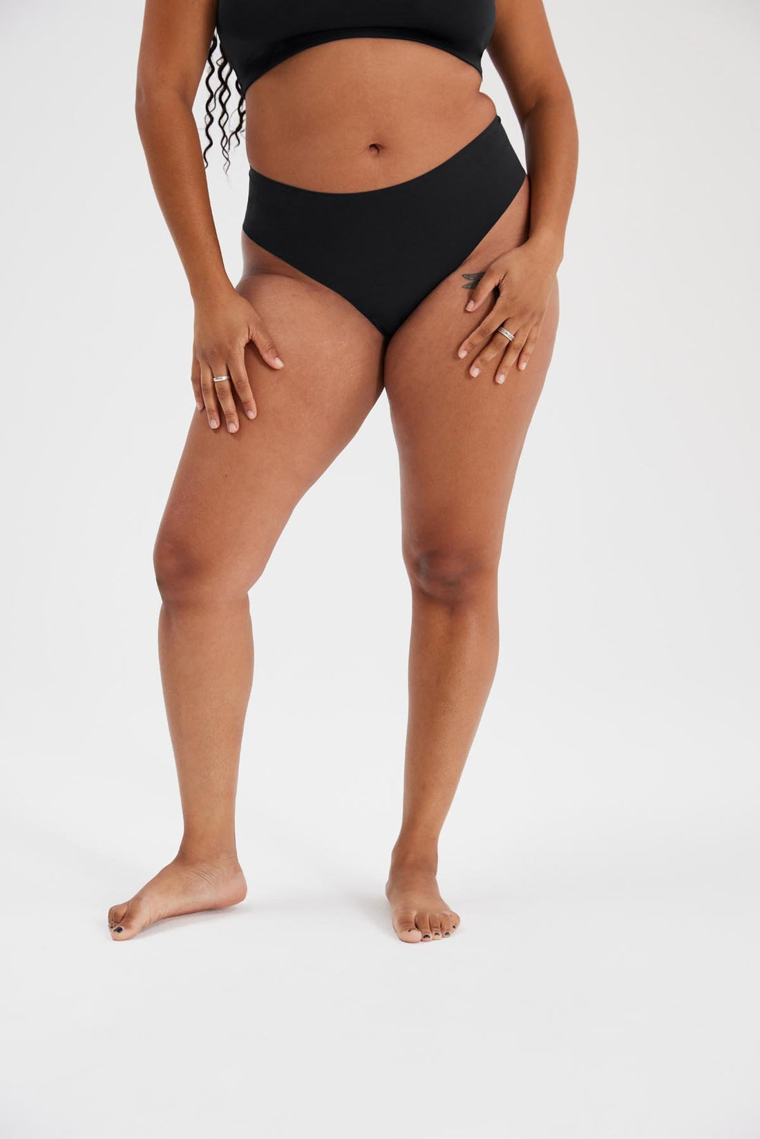 Girlfriend Collective High-Rise Thong in Raven