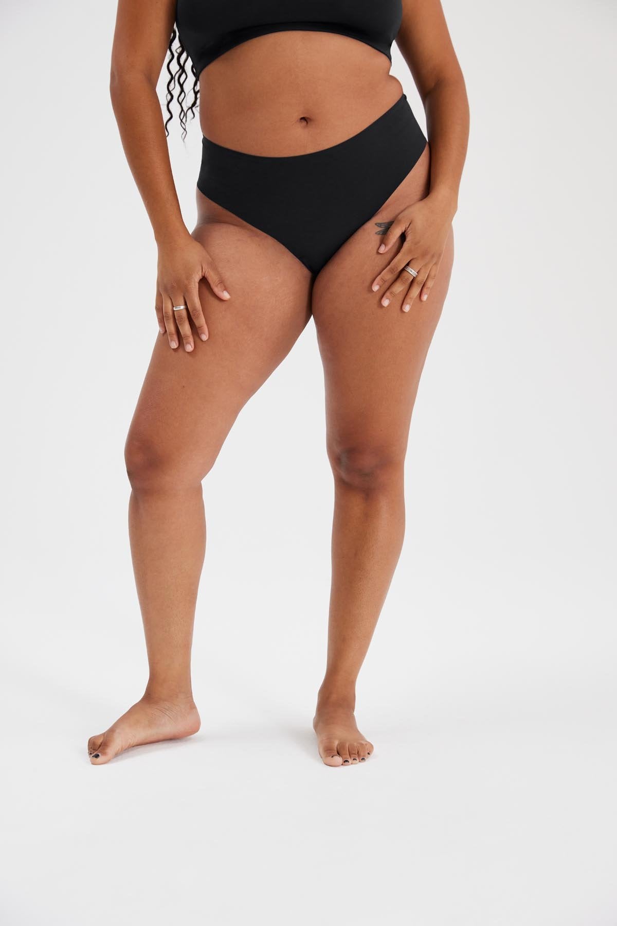 Girlfriend Collective High-Rise Thong in Raven