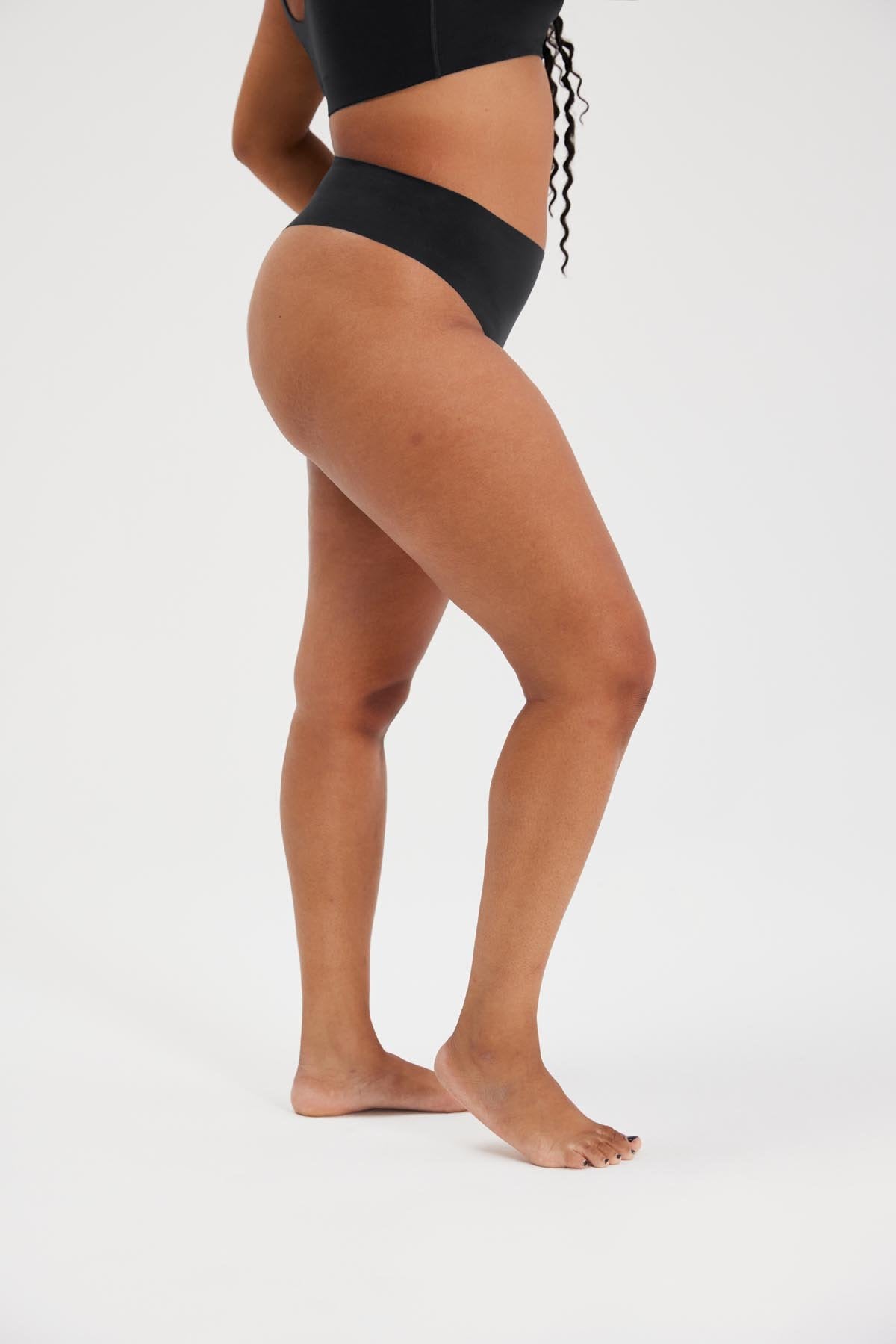 Girlfriend Collective High-Rise Thong in Raven