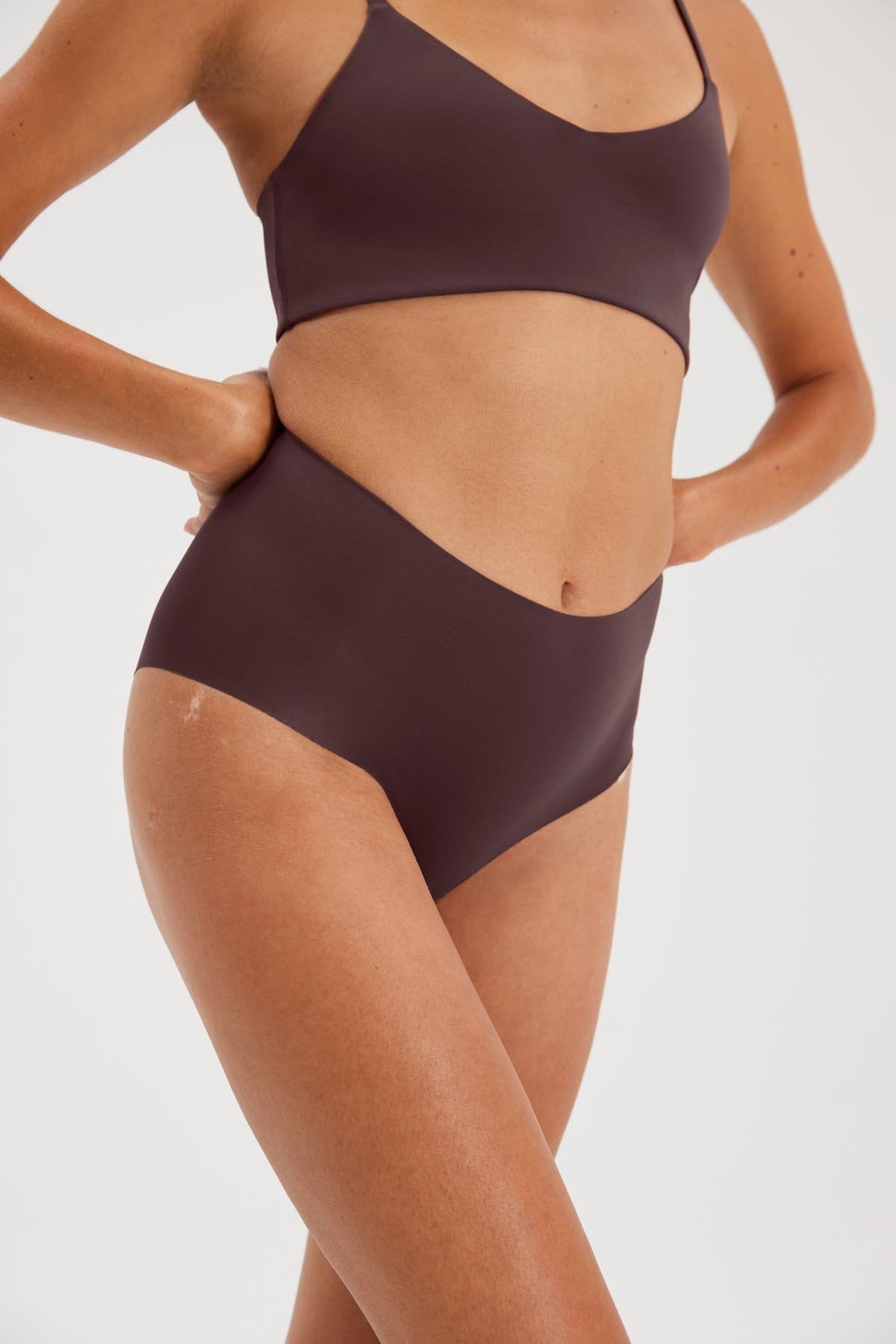 Girlfriend Collective High-Rise Brief in Espresso