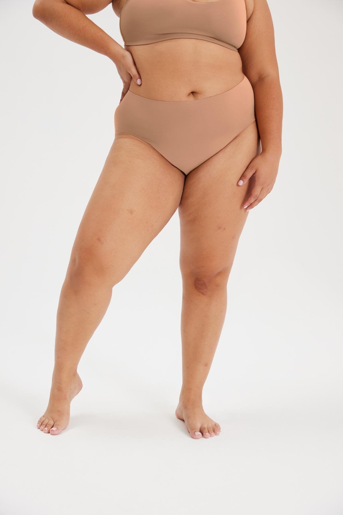 Girlfriend Collective High-Rise Brief in Toast