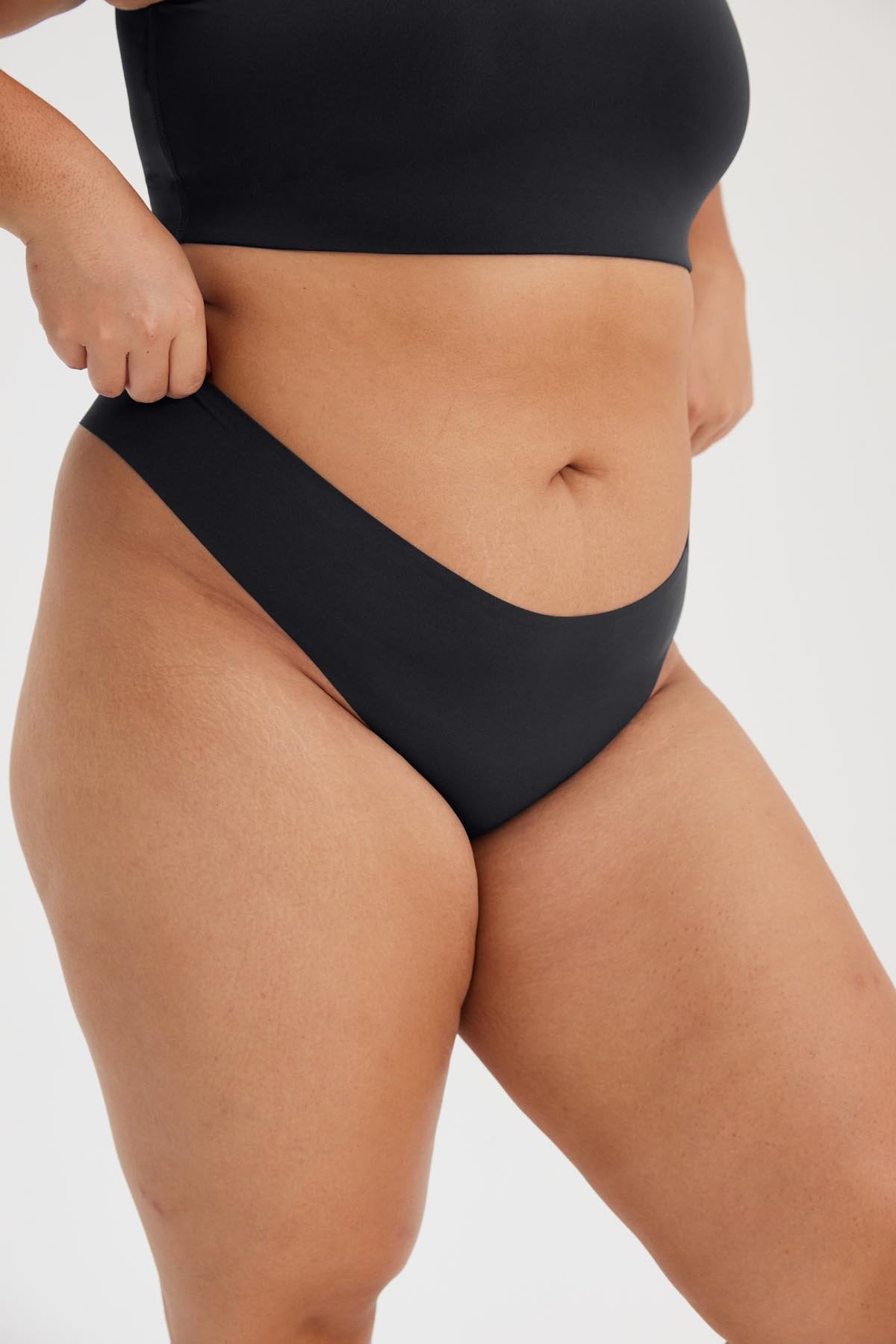 Girlfriend Collective Sport Thong in Raven