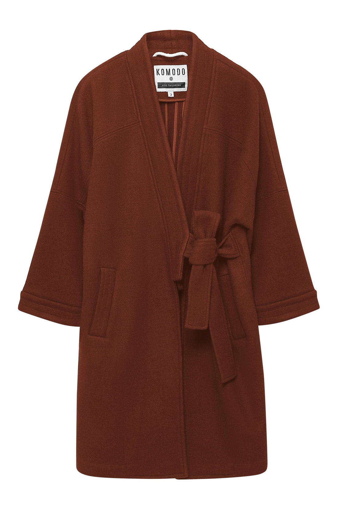 KAIA - Wool Blend Twill Coat Chestnut