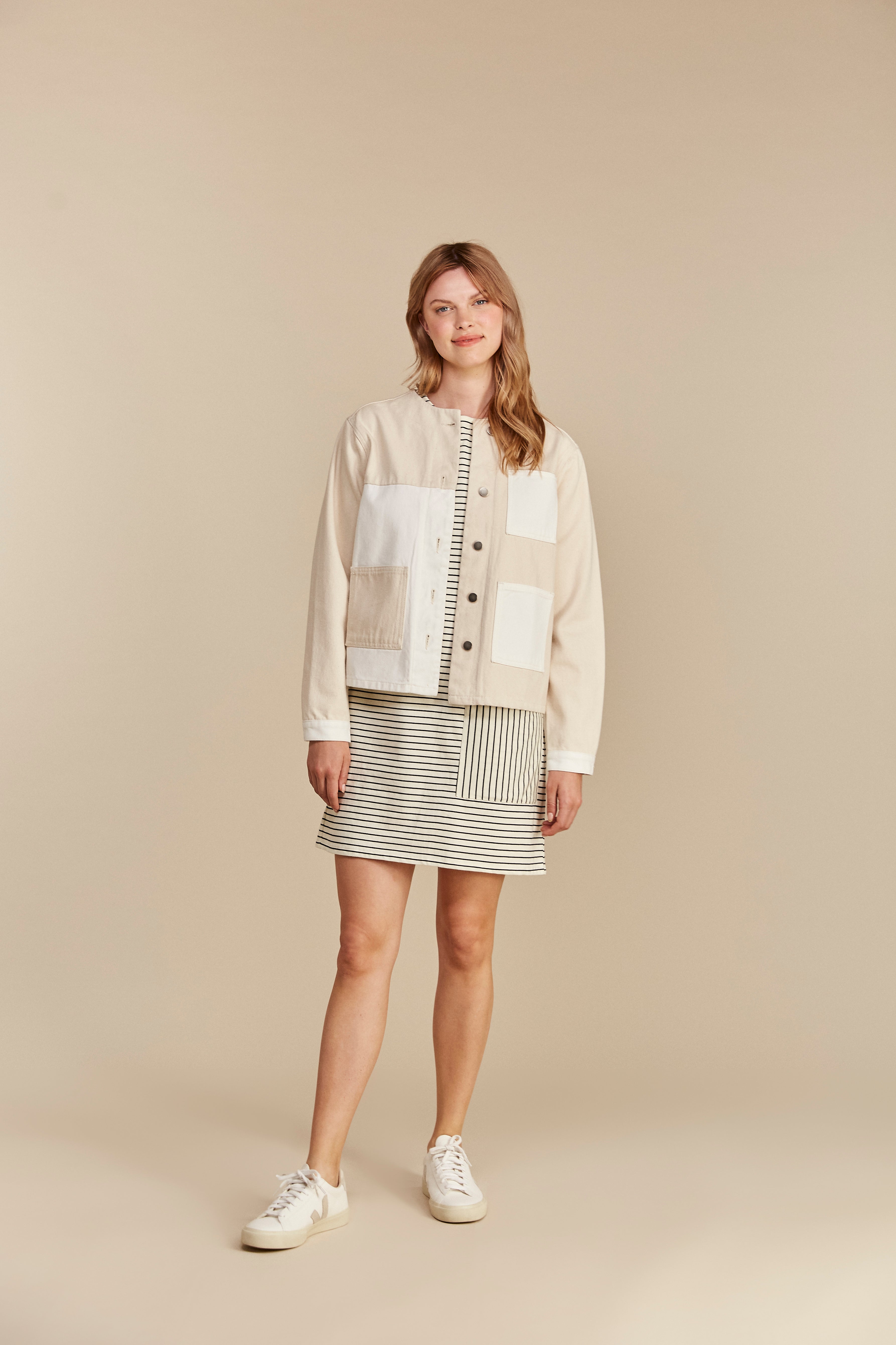 Camber Striped Dress in Navy