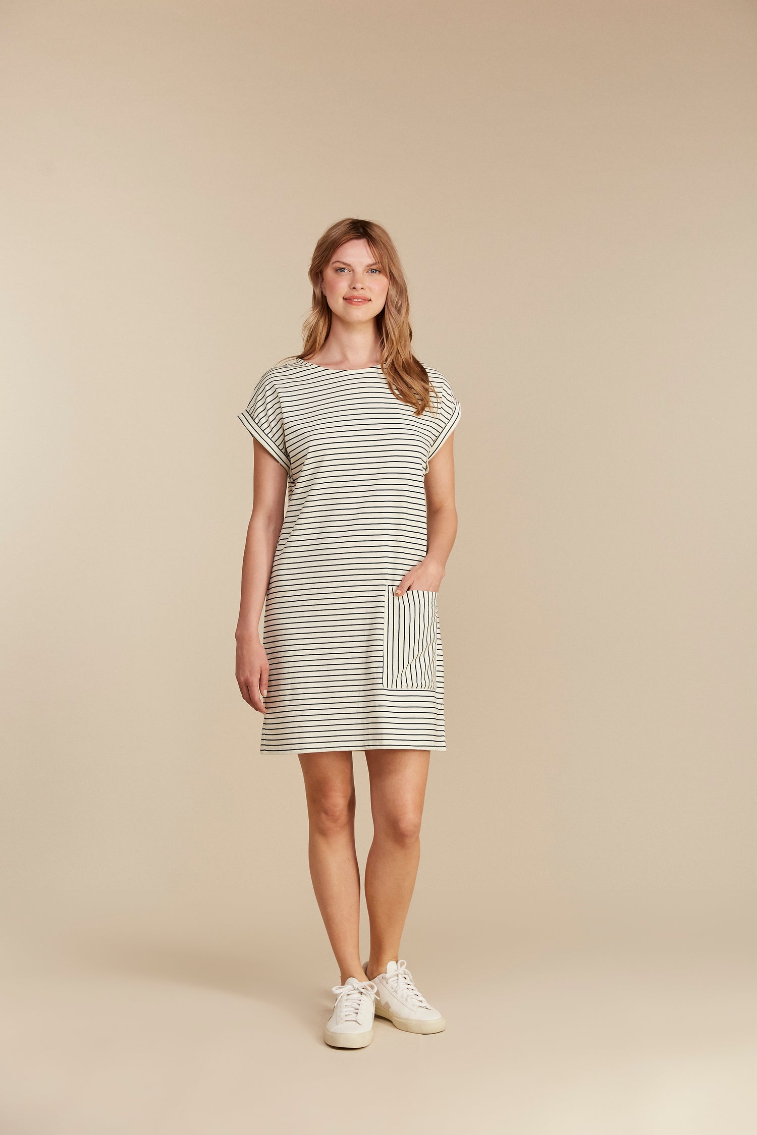 Camber Striped Dress in Navy