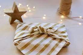 Wrapuccino Gift Wrap Reusable rPET Striped Fabric Gift Wrap - Large