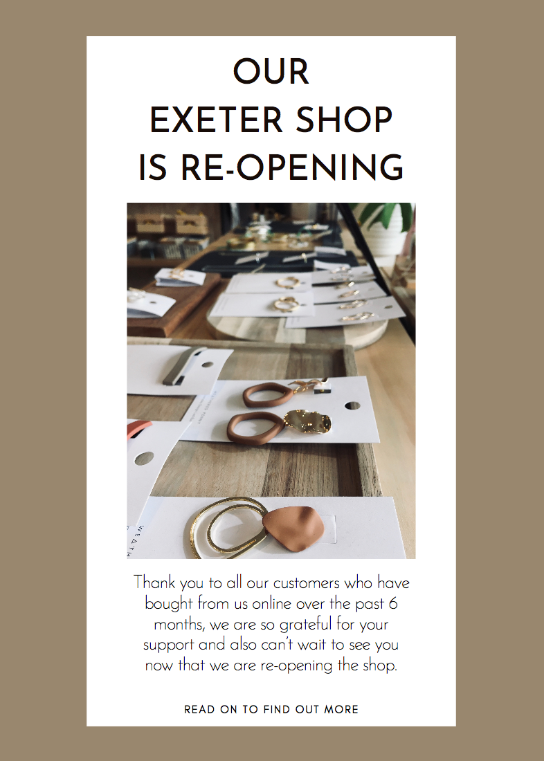We're Re-opening Our Exeter Shop