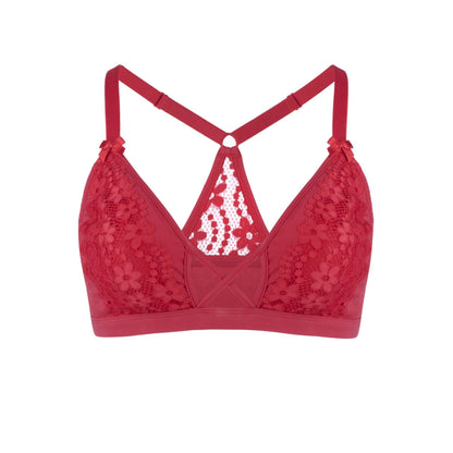 Passion Red - Lace Organic Cotton &amp; Silk Bralette - Juliemay Lingerie