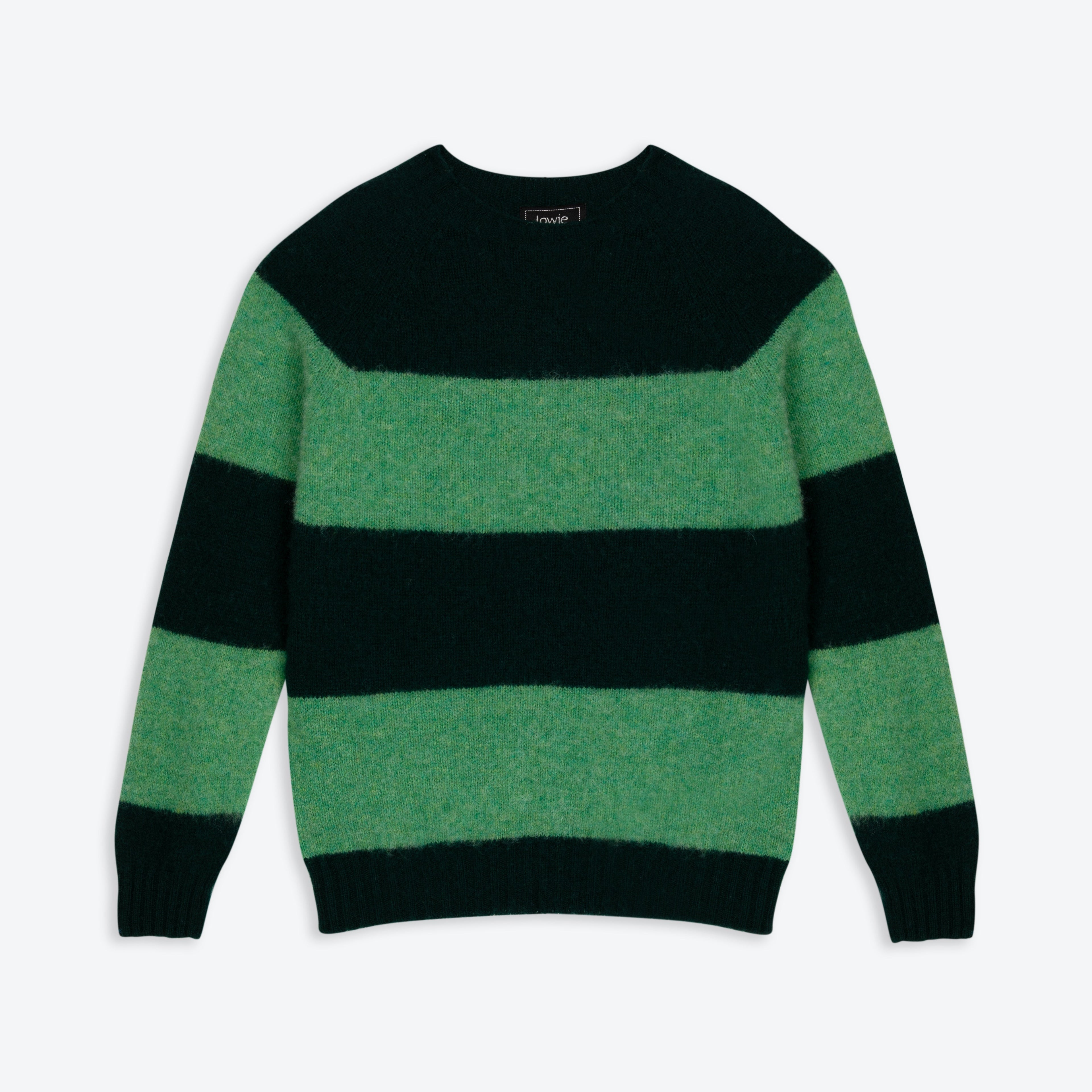 Lowie Brushed Green Stripe Scottish Jumper