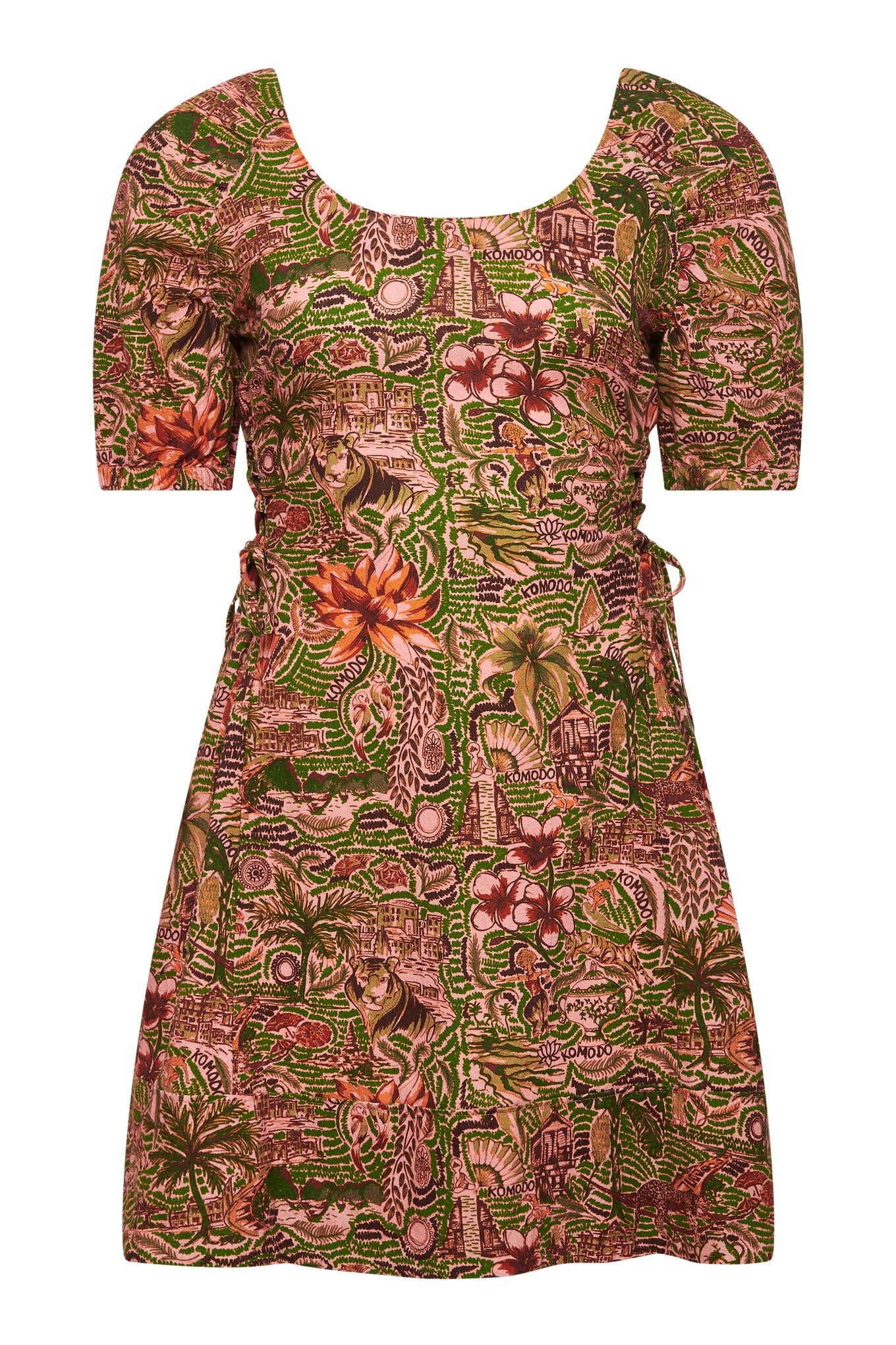 BALI - Tropical Print Organic Cotton Dress Pink