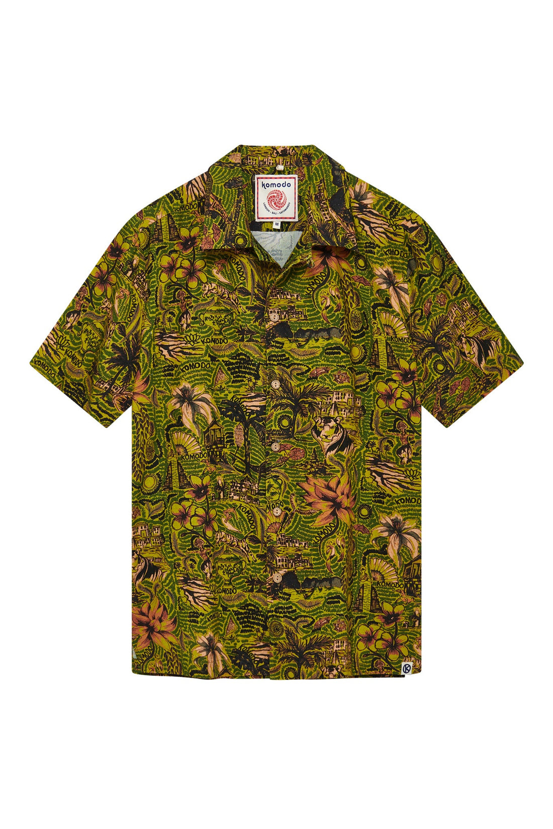 SPINDRIFT - Organic Cotton Shirt Tropical Print Green