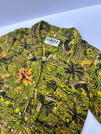 SPINDRIFT - Organic Cotton Shirt Tropical Print Green