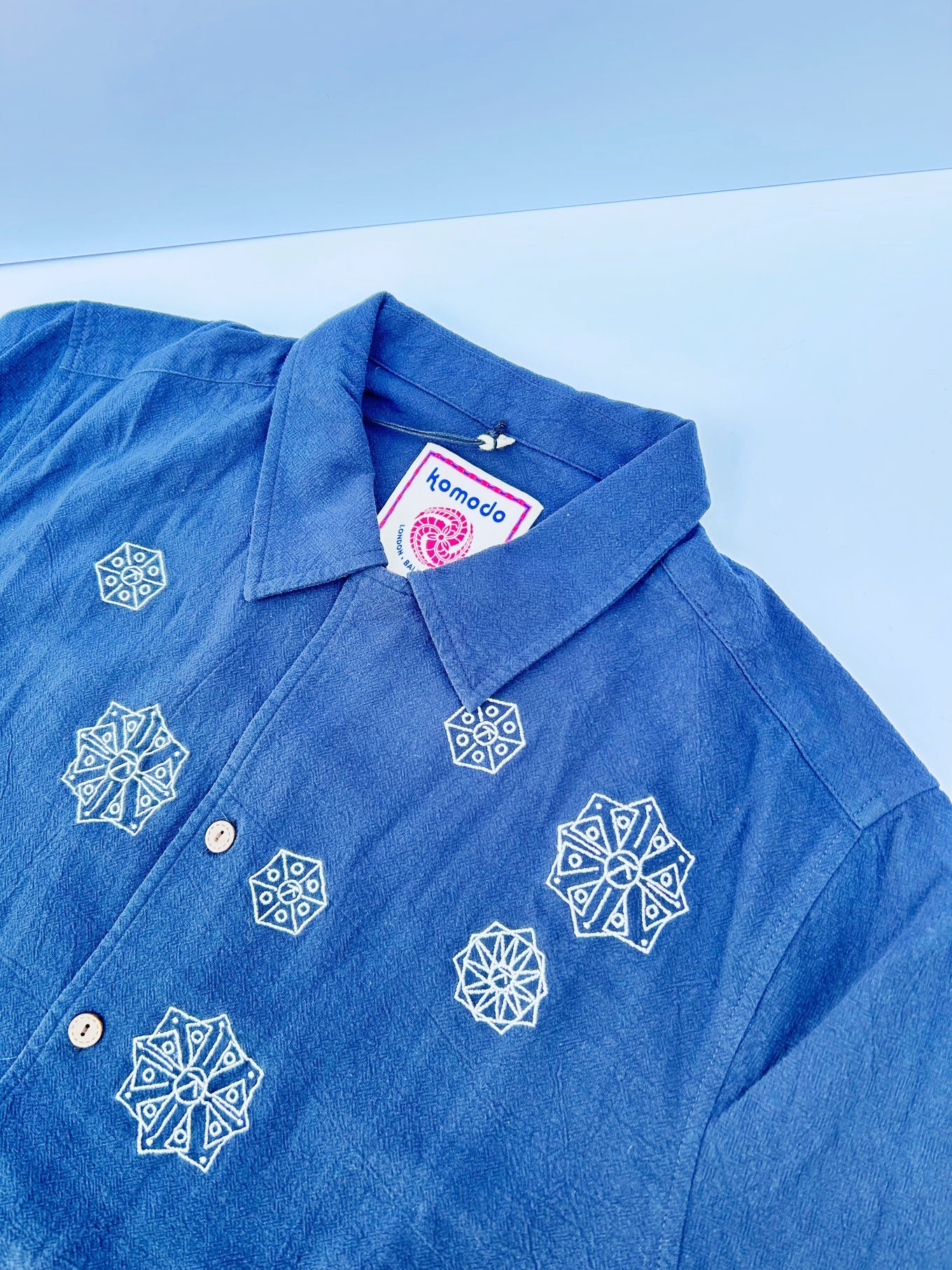 SPINDRIFT - Organic Cotton Shirt Embroidery Navy