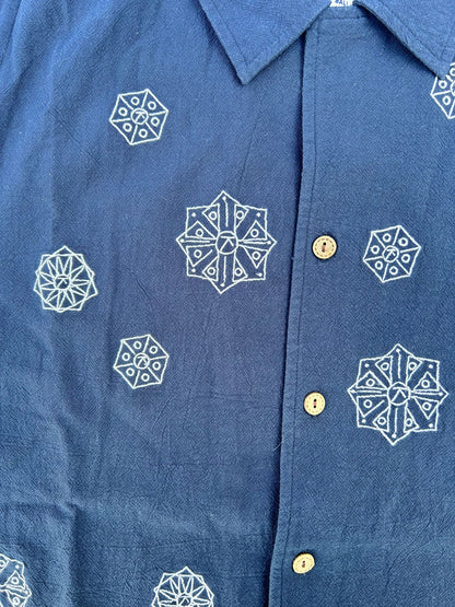 SPINDRIFT - Organic Cotton Shirt Embroidery Navy