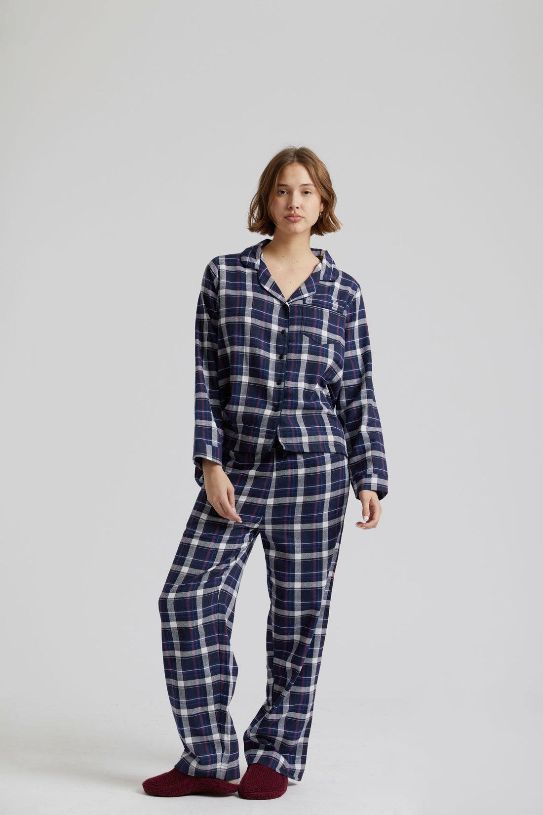 JIM JAM - Womens GOTS Organic Cotton Pyjama Set Dark Navy