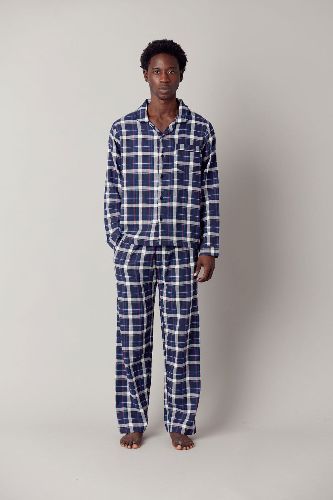 JIM JAM - Mens GOTS Organic Cotton Pyjama Set Dark Navy