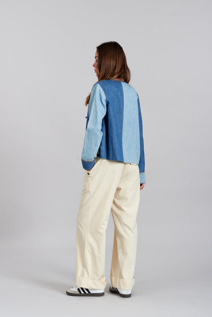 NELLY blue patchwork cotton jacket