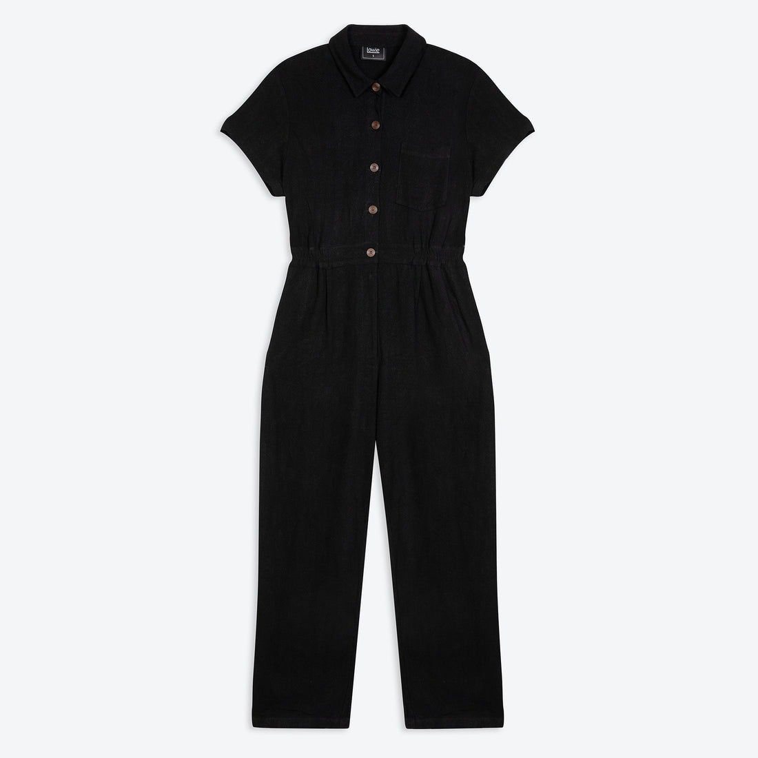 Lowie Linen Viscose Black Boilersuit