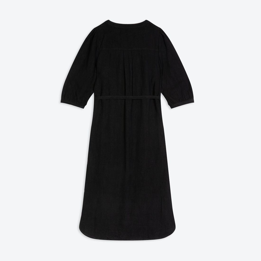 Lowie Linen Viscose Black Button Through Dress