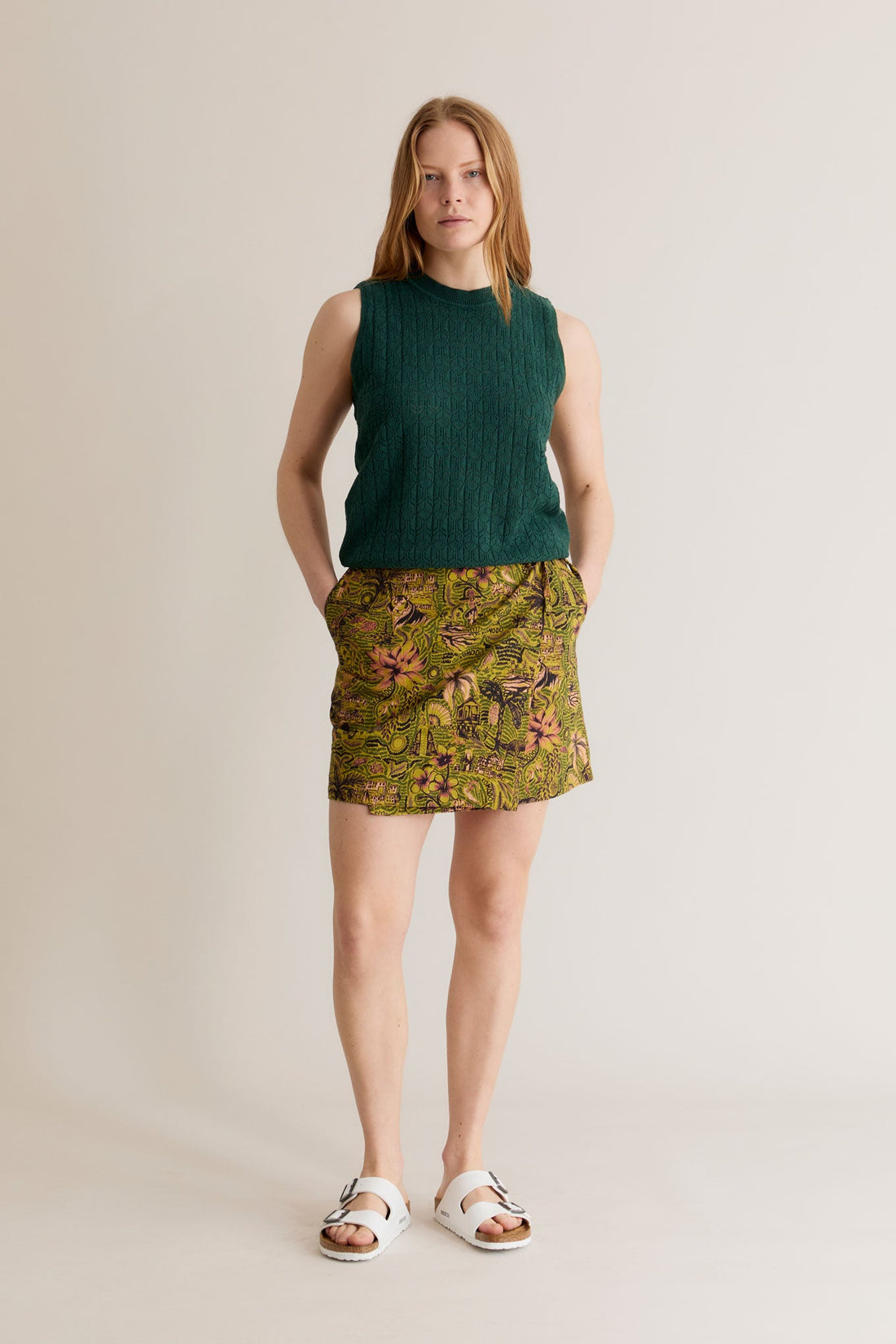 SOLSTICE - Organic Cotton Skirt Tropical Print Green