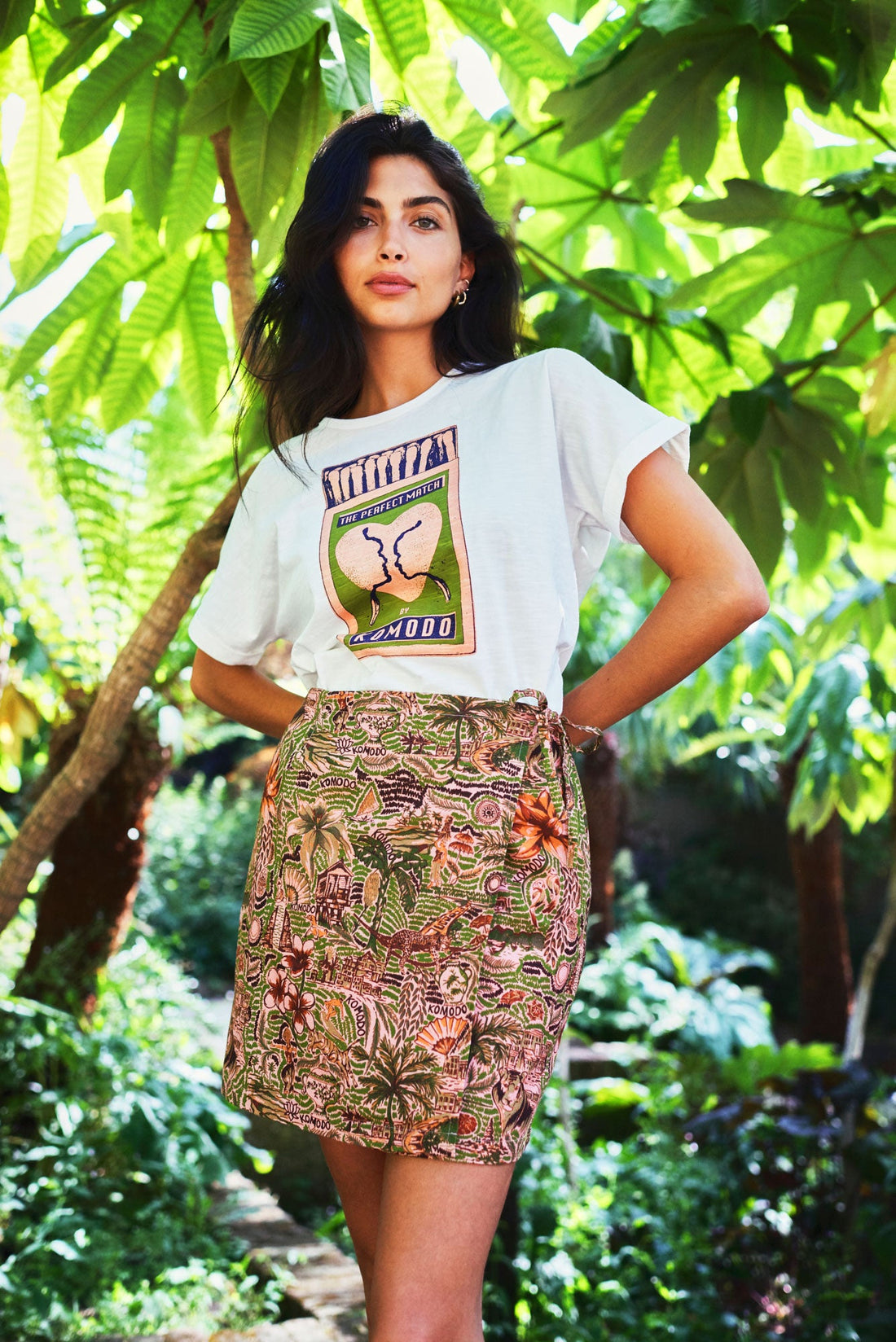 SOLSTICE - Organic Cotton Skirt Tropical Print Pink
