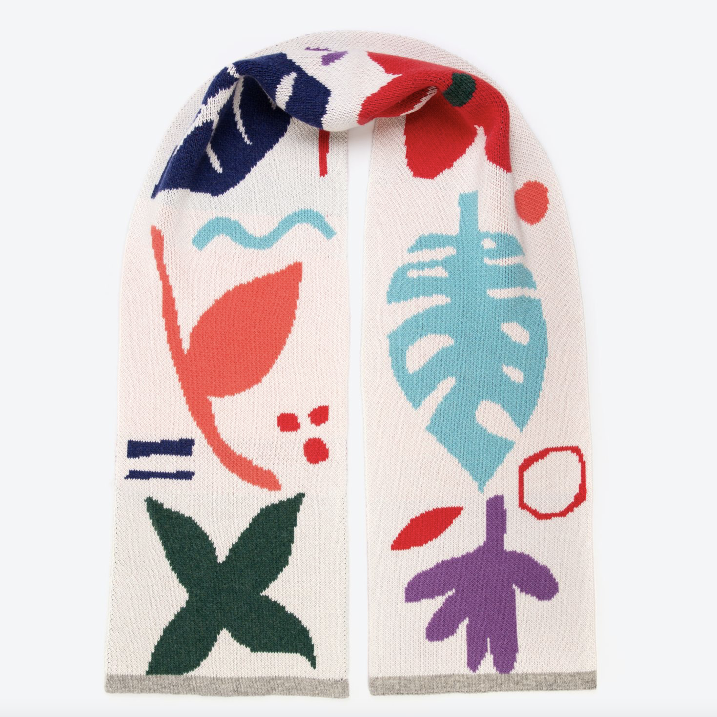 Miss Pompom Botanical Cream Wool Scarf