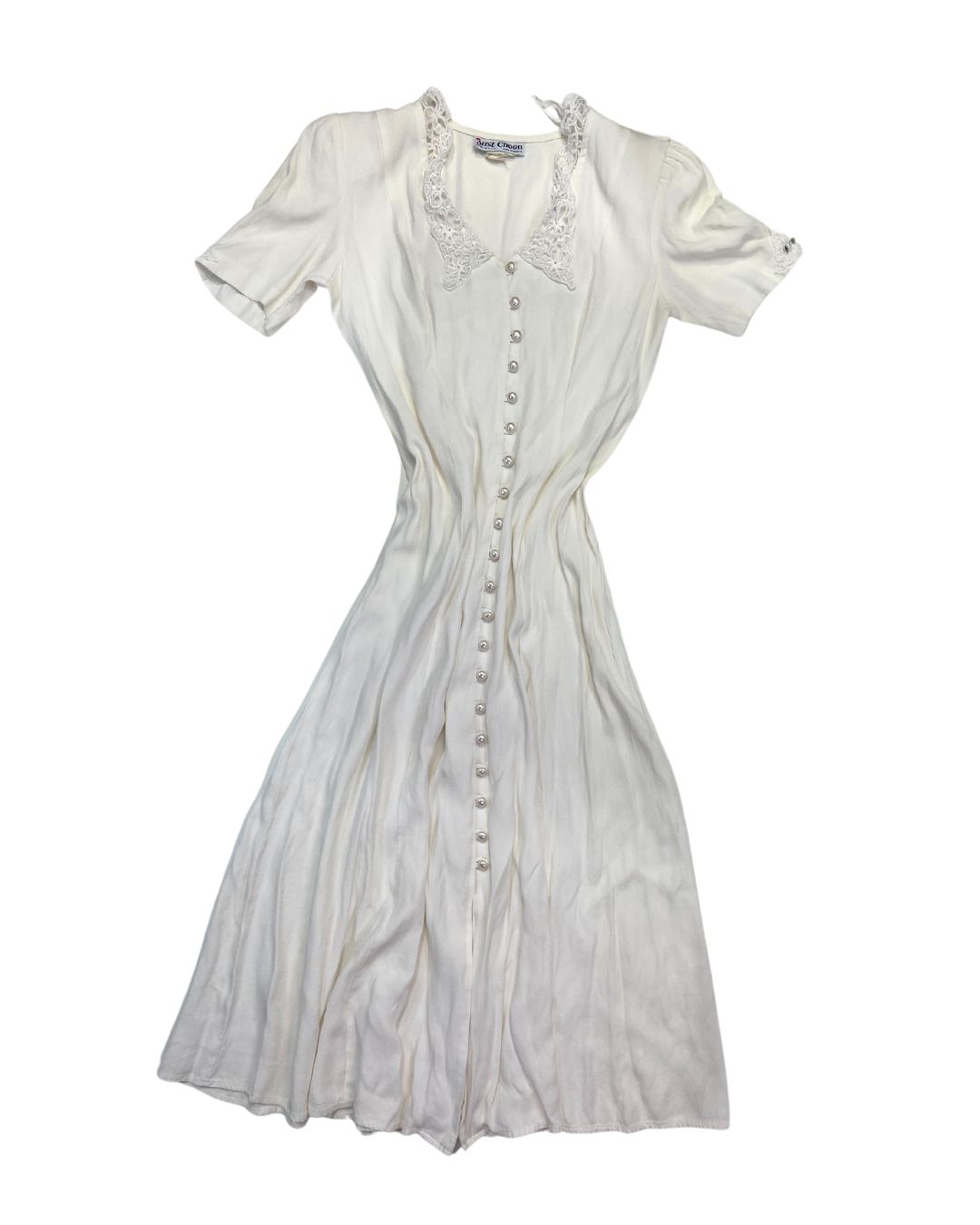 Just Choon White Vintage Button Up Dress